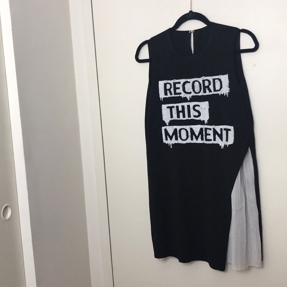 Record This Moment Statement Black & White Dress